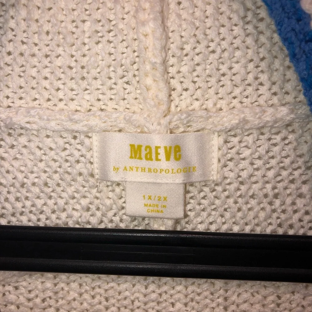 Maeve x Anthropologie Umbrella Beach Chunky Coastal Cardigan Sweater 1X-2X - Picture 7 of 8